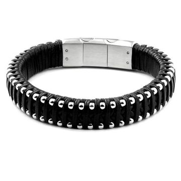 Bracelet cuir noir personnalisé - 2197