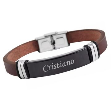 Bracelet cuir marron personnalisé - 2116