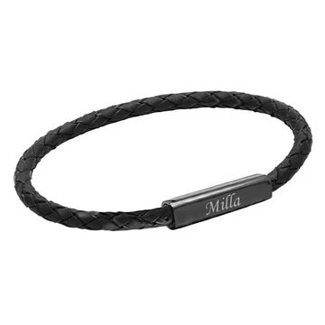 Bracelet cuir noir personnalisé - 2663
