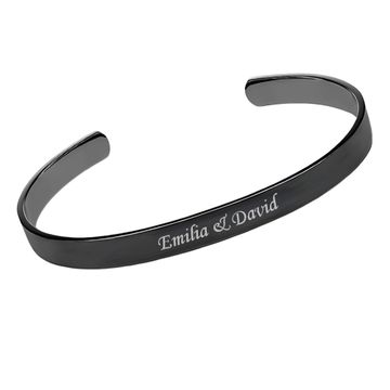 Bracelet jonc acier noir personnalisé - 2383