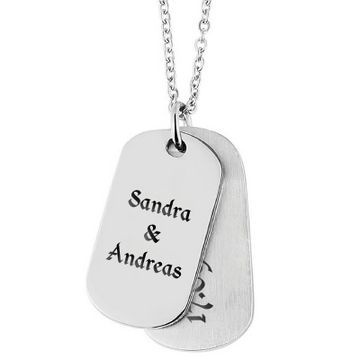 Pendentifs duo dogtags acier personnalisés - 1833
