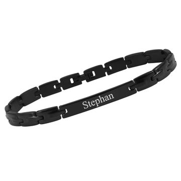 Bracelet acier noir personnalisé - 2543