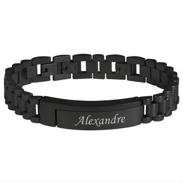 Bracelet acier noir personnalisé - 2948