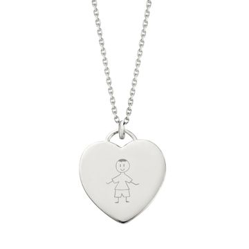 Pendentif cœur argent avec votre dessin - 2635