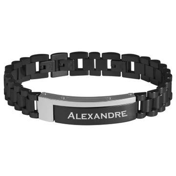 Bracelet acier noir personnalisé - 2913