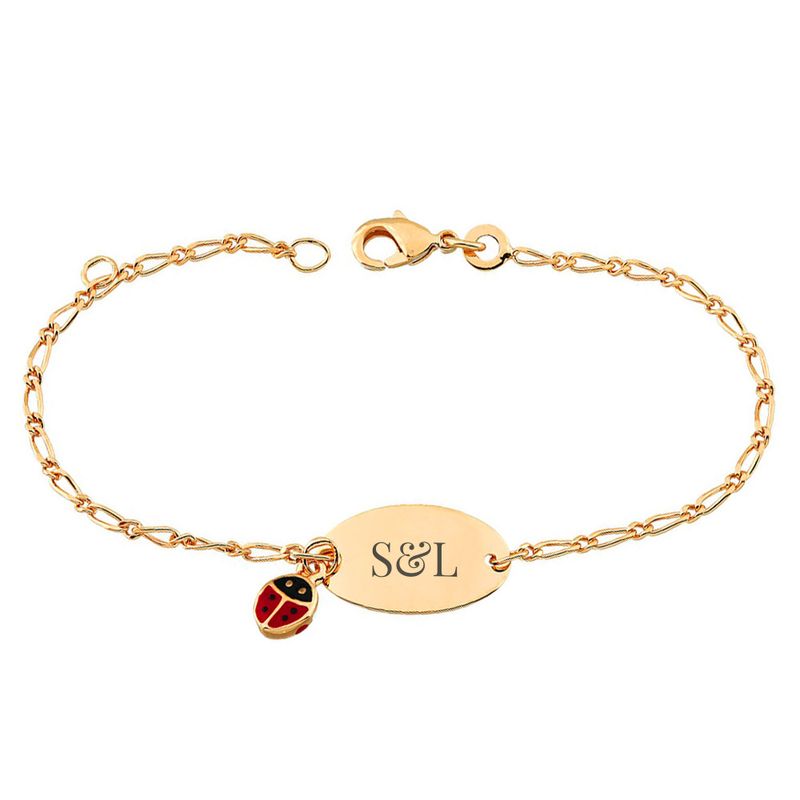 Cadeau Communion Fille Bracelet Bébé Sakrami - Argent 925 Avec Prénom Et Coccinelle Gourmette Enfant Personnalisé