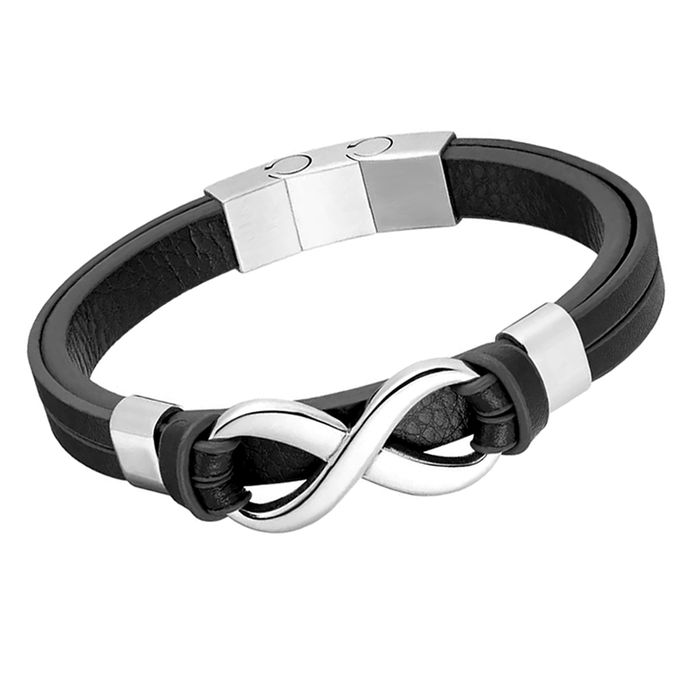 Bracelet Tressé En Cuir Synthétique Noir - Style élégant Et Simple - Neuf Sans étiquette