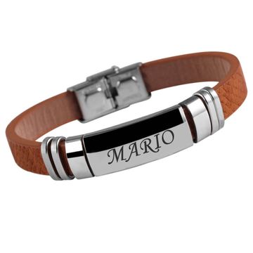 Bracelet cuir camel personnalisé - 1823