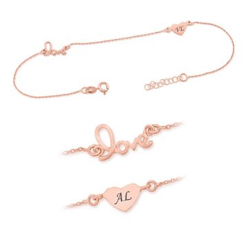 Chaîne de cheville argent rosée personnalisée - 2181