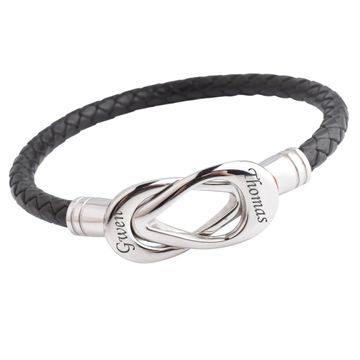 Bracelet infini cuir noir personnalisé - 2202
