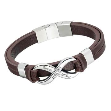 Bracelet cuir marron infini personnalisé - 2888