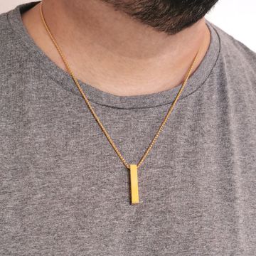 Collier barre acier doré personnalisé - 2899