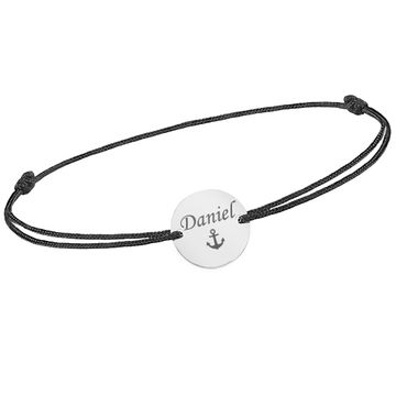 Bracelet cordon disque argent personnalisé - 2130