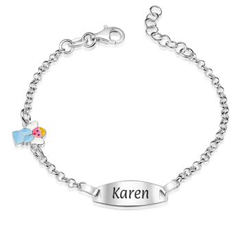 Gourmette argent ange personnalisée - 2511