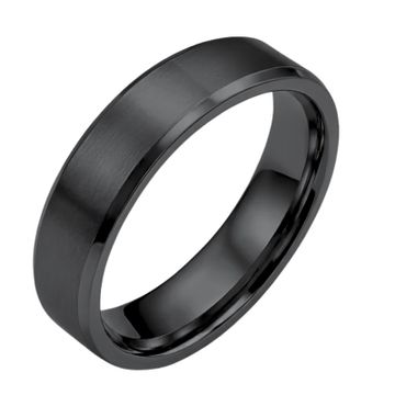 Bague acier noire personnalisée - 2935
