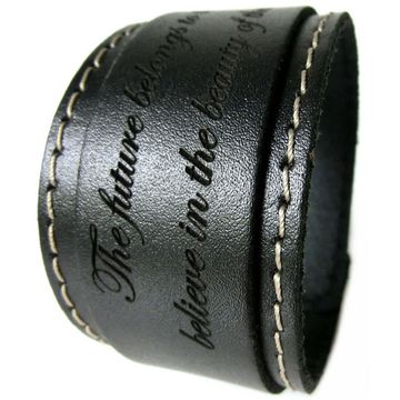 Bracelet cuir noir personnalisé - 1979