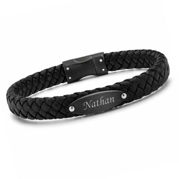 Bracelet cuir tressé personnalisable - 2370