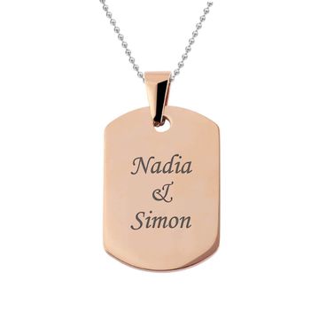 Pendentif dogtag acier rosé personnalisé - 2199