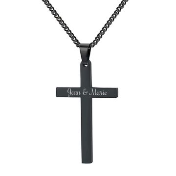 Pendentif croix acier noir personnalisé - 2659
