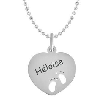 Pendentif cœur avec pieds personnalisé - 2438
