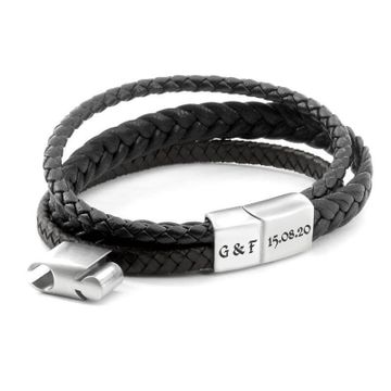 Bracelet cuir noir personnalisé -1861