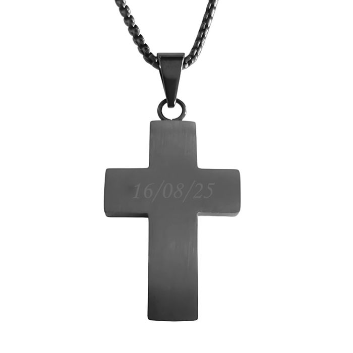 Pendentif Croix Homme En Argent 925 Avec Diamant Véritable 1.0 Ct - Noir Sur Noir - Neuf Avec étiquettes