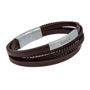 Bracelet cuir marron personnalisé - 2667