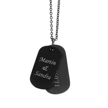 Pendentifs duo dogtags acier noir personnalisés - 2301