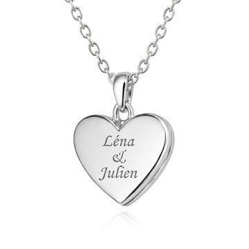 Médaillon cœur argent personnalisé - 2943