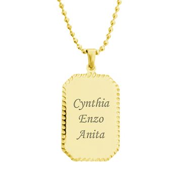Pendentif plaque acier doré personnalisé - 2575