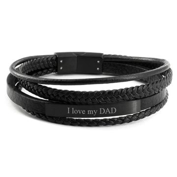 Bracelet cuir noir personnalisé - 2194