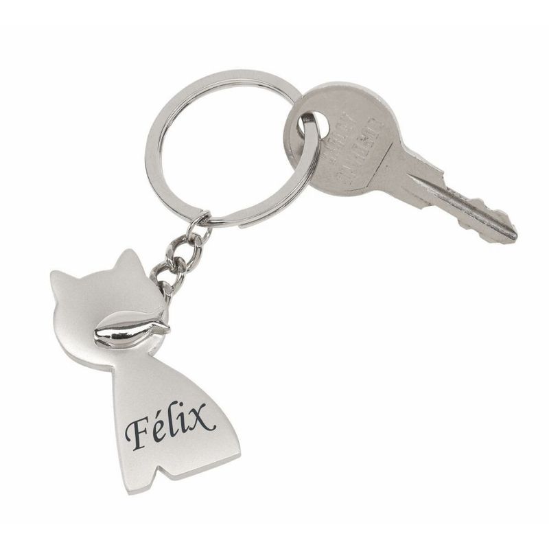 [Effet d'Impression 3D] Ce Papa Chat Appartient À - Porte-Clé Chat Personnalisé Aluminium