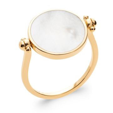 Bague plaqué or nacre personnalisée - 2799