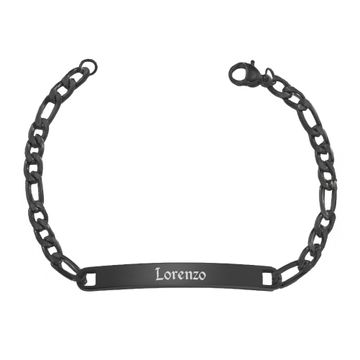 Gourmette acier noir personnalisée - 2643