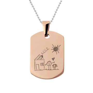 Pendentif plaque acier rosé avec votre dessin - 2627