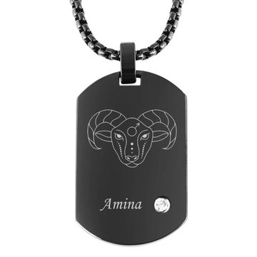 Pendentif zodiaque acier noir personnalisé - 2870