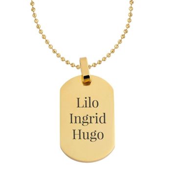 Pendentif plaque acier doré personnalisé - 2441