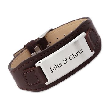 Bracelet cuir marron personnalisé - 2521