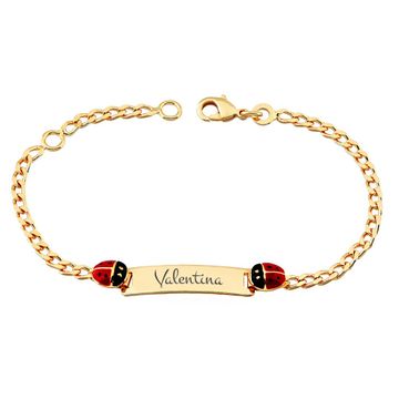 Gourmette plaqué or coccinelles personnalisée - 2770