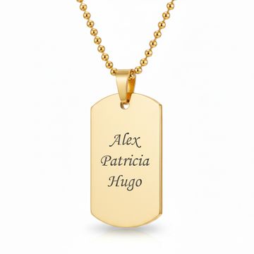 Pendentif dogtag acier doré personnalisé - 1975