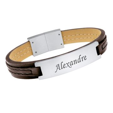 Bracelet cuir marron personnalisé - 2515