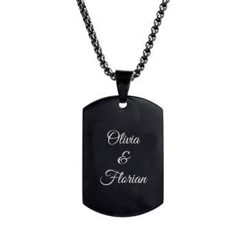 Pendentif dogtag acier noir personnalisé - 2299