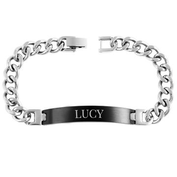 Gourmette acier plaque noire personnalisée - 2514