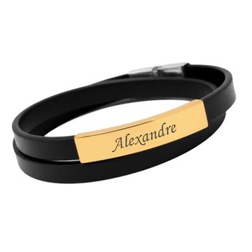 Bracelet cuir noir personnalisé -1912