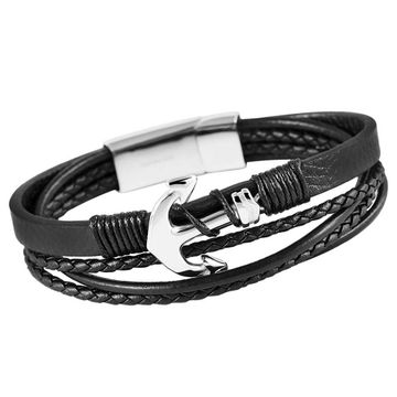 Bracelet cuir ancre noir personnalisé - 2036