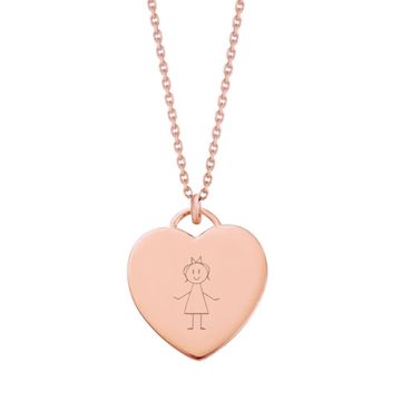 Pendentif coeur argent rosé avec votre dessin - 2637