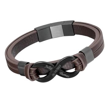 Bracelet cuir marron infini personnalisé - 2914