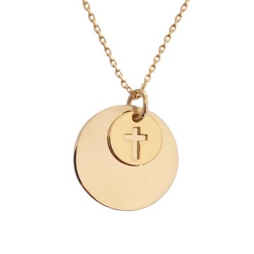 Collier médaille croix plaqué or personnalisé - 2587