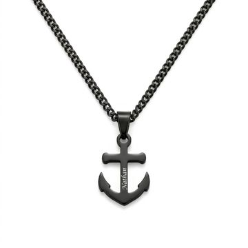 Pendentif ancre acier noir personnalisé - 2962