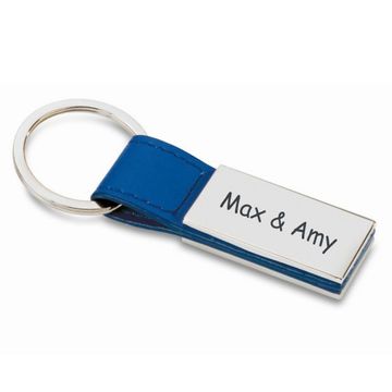 Porte-clé cuir bleu personnalisé - 0839